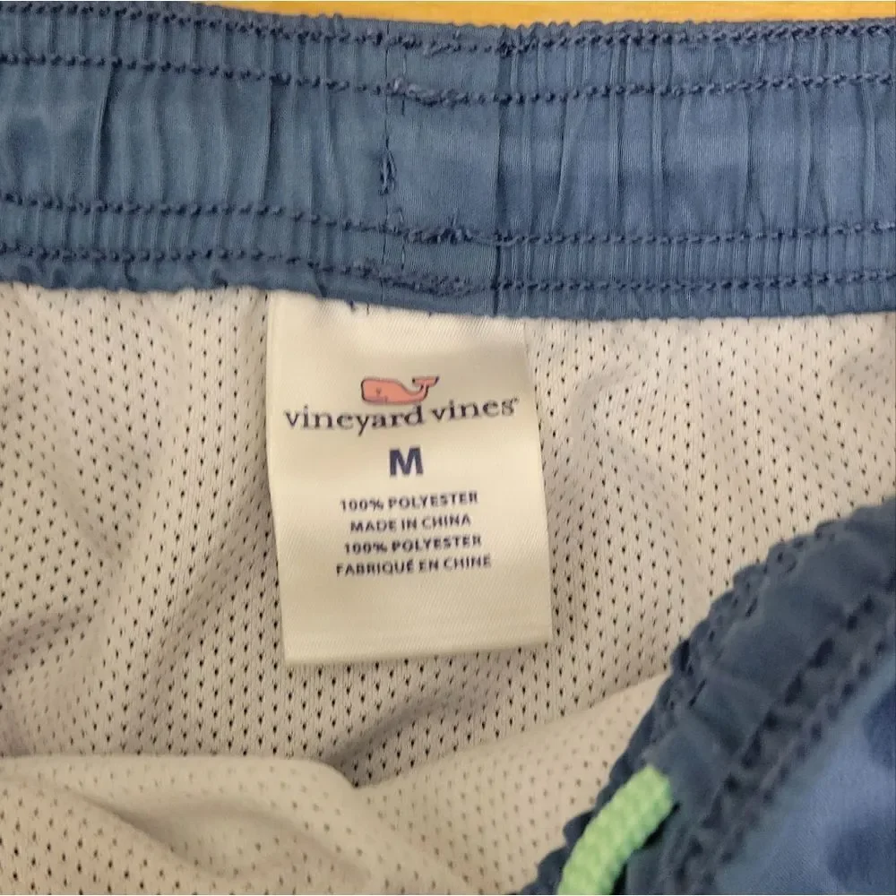 Vineyard Vines Men’s M Swim Shorts Blue Green Chappy Trunks Lined